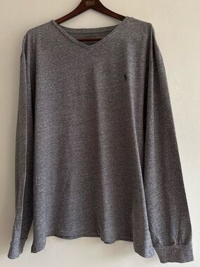 Ralph Lauren Polo Long Sleeve V-Neck Tee - Heather Gray XXL